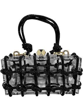 Sparkly Clear Acrylic Clutch Purse with Rhinestones - Evening Bag for Party